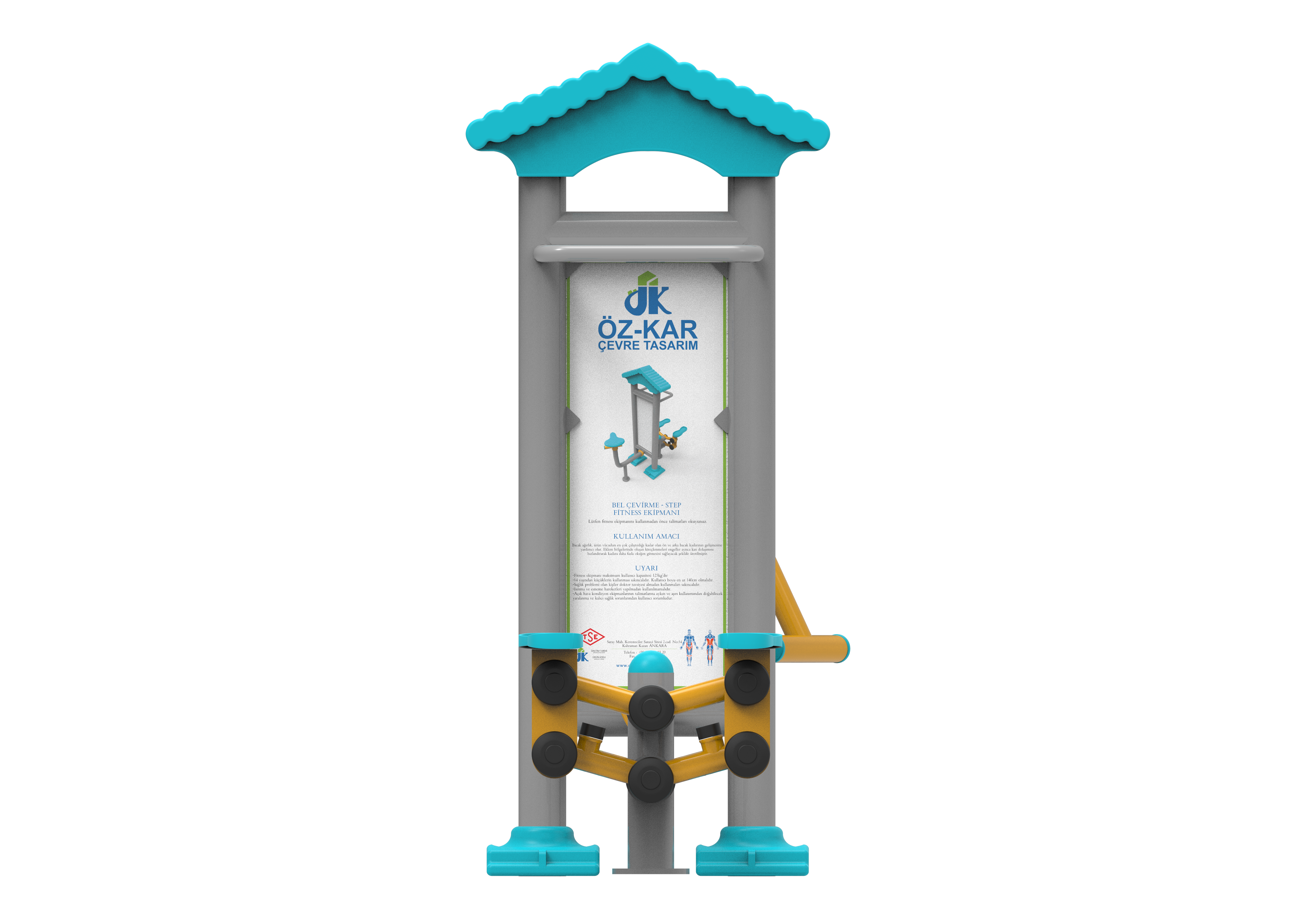 Oturarak Bel Cevirme ve Step Aleti PF-208 | Dış Mekan Spor Aletleri | Erse Kent Mobilyaları